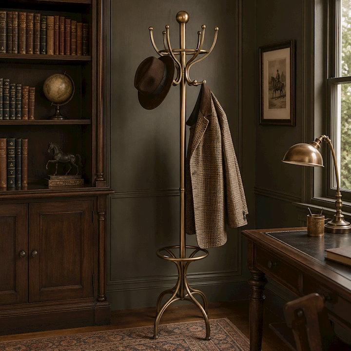 A/Q BRASS COAT & HAT STAND 33x45x188cm